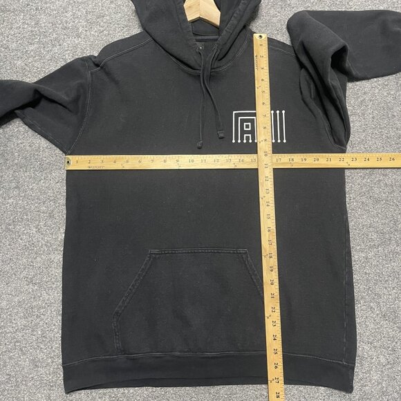 Japanese Street Brand Black Graphic Hoodie With Binary Wave Back Print Size M - Picture 6 of 6